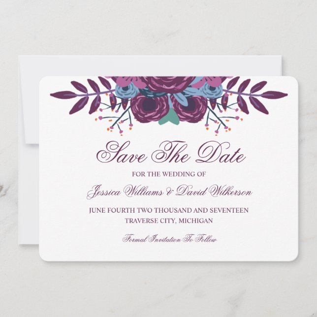 Save The Date Aquarelle Violet Enregistrer La Date Annonces (Devant)