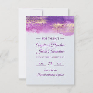 Save The Date Aquarelle Violet Mauve Lilas Violet SAVE DATE