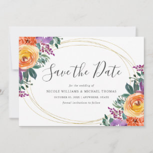 Save The Date Aquarelle violet orange