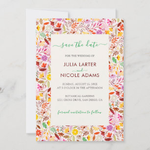 Save The Date Aquarelles Vibrantes Fleurs de Tulipes d'Été Maria