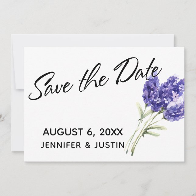 Save the Date Aquarelllavender-Blume (Vorderseite)