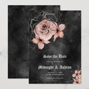Save The Date Araignée florale rose gothique Enregistrer la date