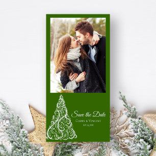 Save The Date Arbre de Noël vert Mariage d'hiver Sauvez la date