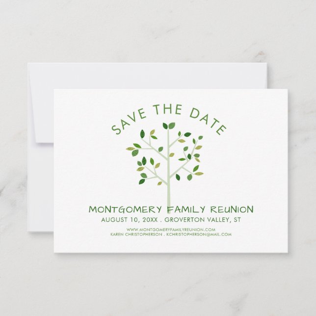Save The Date Arbre de réunion vert moderne (Devant)