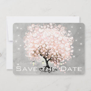 Save The Date Arbre feuille de coeur rose Enregistrer la date