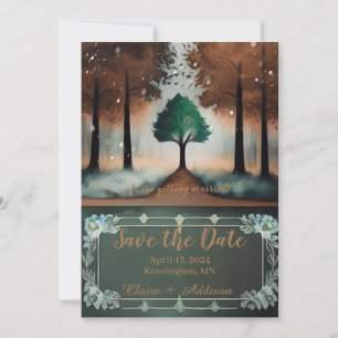 Save The Date Arbre Lone Rustique Aquarelle