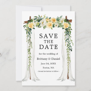 Save The Date Arc à canopée mariage Aquarelle Jaune Floral