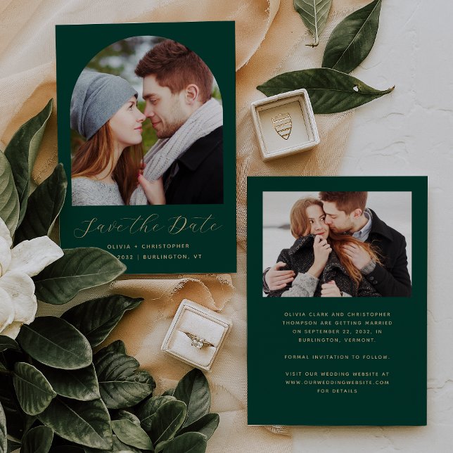 Save The Date Arc Boho minimum 2 photos Emerald Green Gold (Créateur téléchargé)