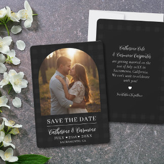 Save The Date Arc de mariage photo de fiançailles à carreaux chi