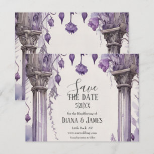 Save The Date Arc floral violet Pagan à la main