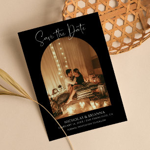 Save The Date Arc moderne élégant Photo Black White Boho Mariage