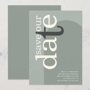 Save The Date Arc Moderne Stylo Typographie Sage Green