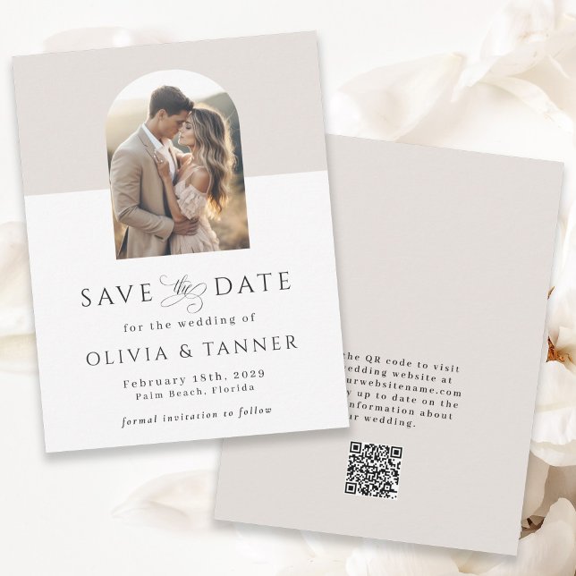 Save The Date Arc photo moderne élégant code QR Enregistrer la d (Available in both printed and instant download digital formats.)