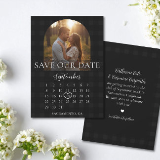 Save The Date Arc pour photos de fiançailles à carreaux de style