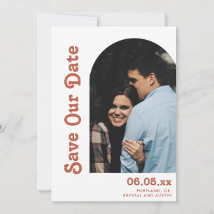 Save The Date Arc rétro & Type Terracotta QR Code Mariage photo