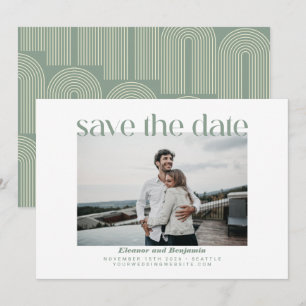 Save The Date Arch Line Art Sage Green Photo Mariage