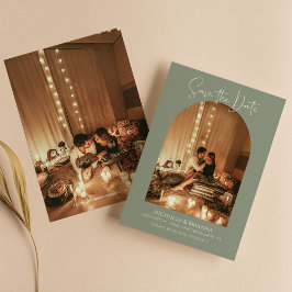 Save The Date Arch Photo moderne Boho Sage Vert Simple Mariage