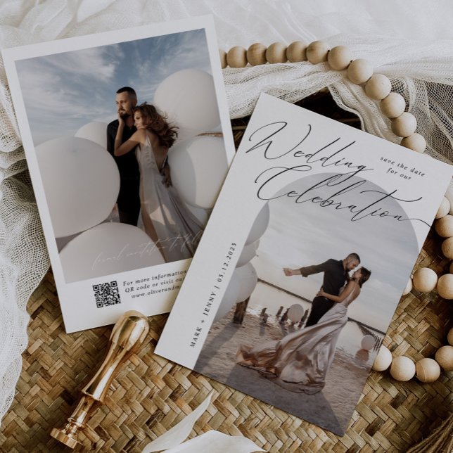 Save The Date Arch Photo Script Typographie Mariage moderne (Créateur téléchargé)