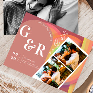 Save The Date Arche à rayures Retro Seventies