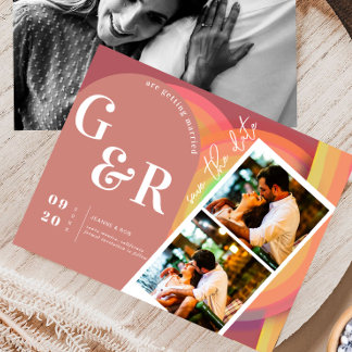 Save The Date Arche à rayures Retro Seventies