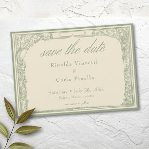 Save The Date Arche de treillis botanique vintage ivoire sage po