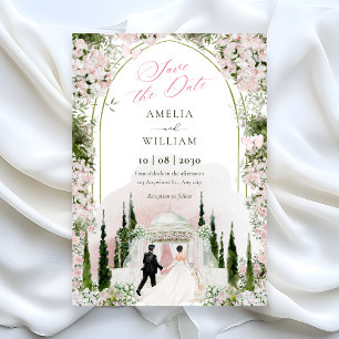 Save The Date Arche florale aquarelle romantique de mariage 