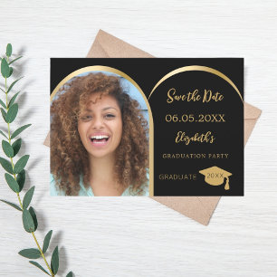 Save The Date Arche photo moderne en or noir Parti de graduation