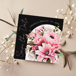 Save The Date Arche rose floral noir foncé Mariage esthétique