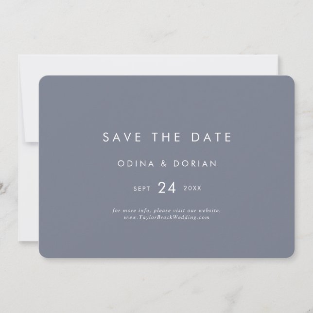 Save The Date Ardoise simple bleu gris horizontal (Devant)