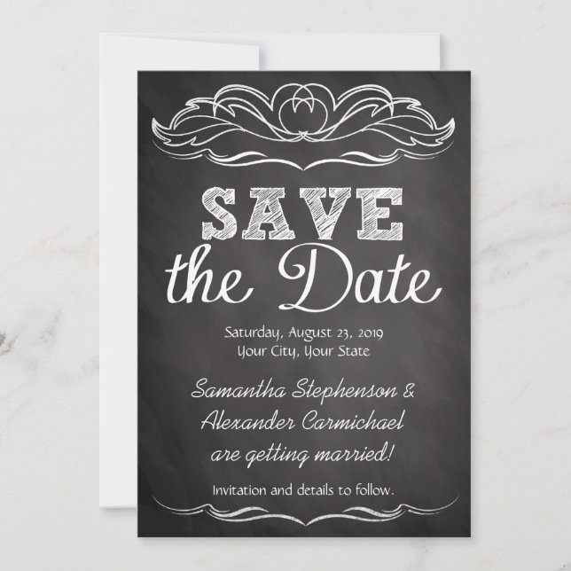 Save The Date Ardoise Tableau Noir Enregistrer la Date (Devant)