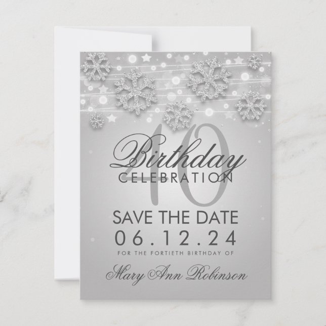 Save The Date Argent 40e anniversaire Save Date Winter (Devant)