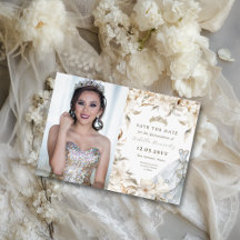 Argent blanc Floraux hiver Quinceañera
