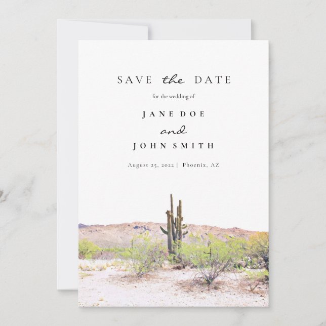 Save The Date Arizona Desert Mountain Saguaros Enregistrer La Da (Devant)