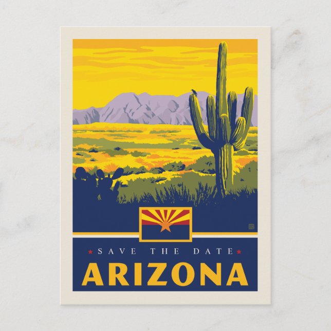 Save The Date | Arizona Einladungspostkarte (Vorderseite)