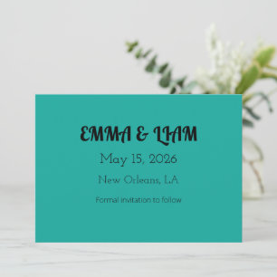 Save The Date Arrière - plan Turquoise plat - Texture de retour