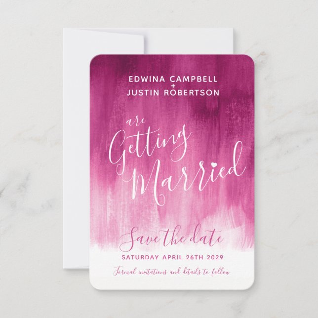 Save The Date Art abstrait moderne rose foncé enregistrer les ca (Devant)