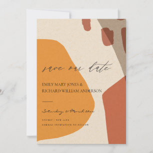 SAVE THE DATE ART ARTISTIQUE ABSTRAIT MODERNE EN TERRACOTTA JAUN