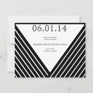 Save The Date Art Déco Bande noire et blanche Enregistrer la dat