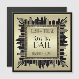 Save the Date Art Deco Champagne Gold Gatsby Glam Magneteinladung