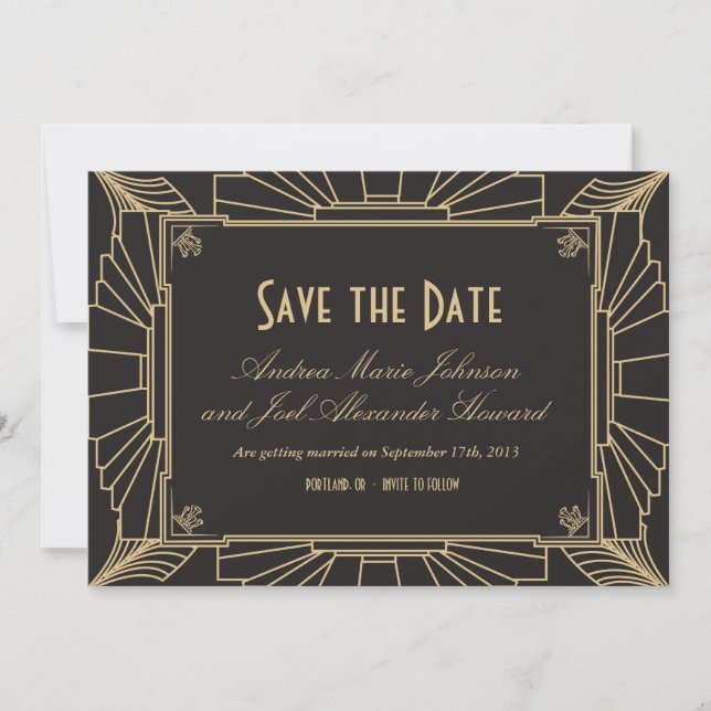 Save The Date Art déco Enregistrer la date par Origami Prints (Devant)