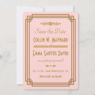 Save The Date Art Déco Rose Simple Enregistrer La Date Invitatio