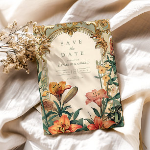 Save The Date Art Nouveau Lily Mariage - Floral Frame Design
