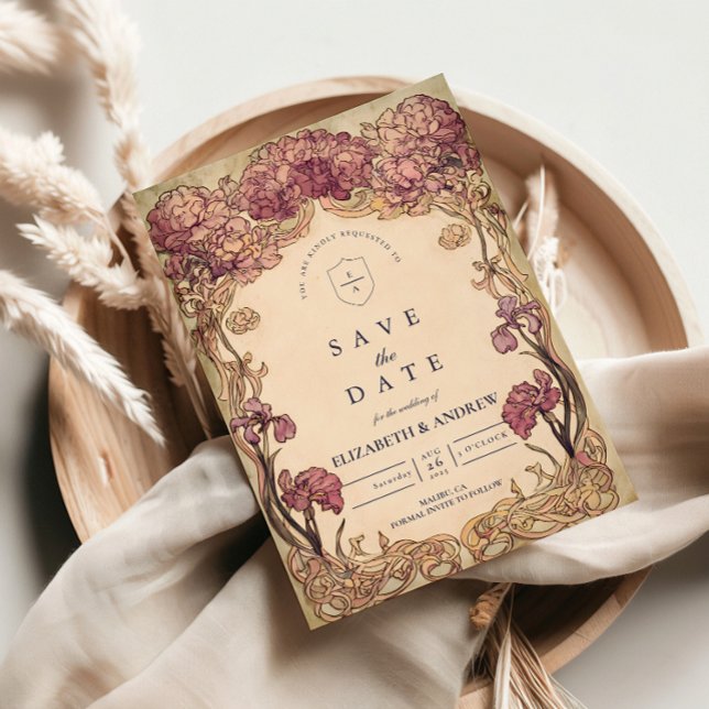Save The Date Art Nouveau Orchid Wedding (Créateur téléchargé)