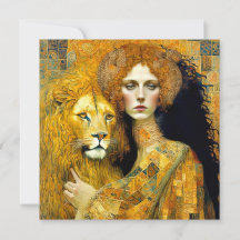 Art Nouveau Woman With Leon Inspired By Klimt