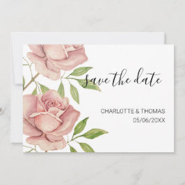 Save The Date Artistic Blush Rose aquarelle peint à la main