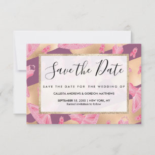 Save The Date Artsy Girly Rose or violet Ballerina Robe Chaussur