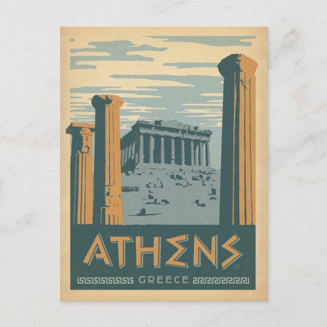 Save The Date | Athen, Griechenland Ankündigungspostkarte (Vorderseite)