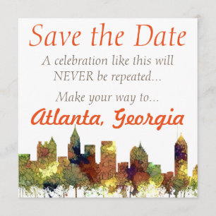 Save The Date Atlanta Georgia Skyline SG-Safari Buff