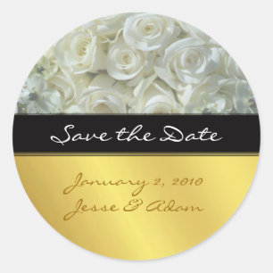 Save the Date Aufkleber Creme Rose