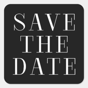Save the Date Aufkleber in Schwarz und Weiß